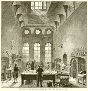 Küche des St. Jamess Palace, zur Zeit von George III von English School