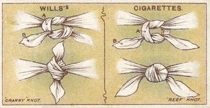 Knoten, Nr. 6 aus der Erste-Hilfe-Serie von Willss Zigarettenkarten, 1913
