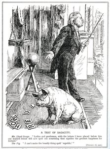 LLoyd George sieht sich der Opposition seiner Regierung des Irland-Gesetzes durch die Irische Republikanische Partei gegenüber, Februar 1920 von English School
