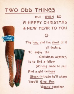 Damenstrumpf und Socke, Weihnachtskarte