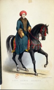 Lady Hester Lucy Stanhope (1776-1839) in arabischer Kleidung, Illustration aus ihren Memoiren, London, 1845