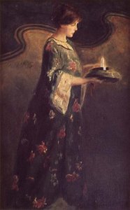 Dame mit einer Kerze, ca. 1890 von English School