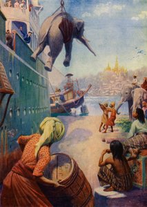 Landung von Elefanten in Burma von English School
