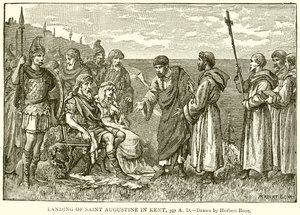 Landung des heiligen Augustinus in Kent, 597 n. Chr. von English School