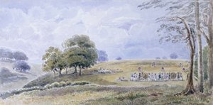 Landschaft mit Bogenschützinnen von English School