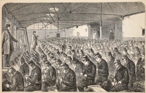 Großer Oakum-Raum (unter dem Silent System) im Middlesex House of Correction, Coldbath Fields, Illustration aus The Criminal Prisons of London and Scenes from Prison Life von Henry Mayhew und John Binny von English School