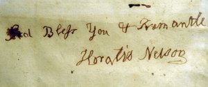 Linkshändige Schrift von Admiral Lord Nelson von English School