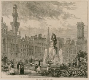 Leicester Square, London, im Jahr 1874 von English School