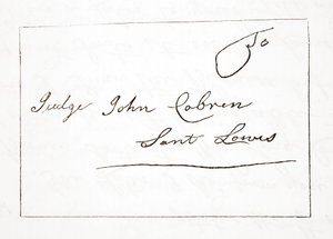 Brief von Daniel Boone an Richter John Cobren, Original datiert 5. Oktober 1809 von English School
