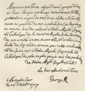 Brief von Georg I. an Karl VI., 1717, veröffentlicht in 
