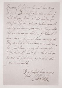 Brief von Charles I. an den Herzog von Buckingham