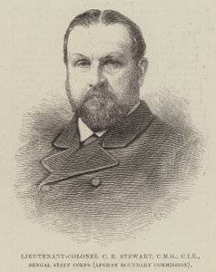 Oberstleutnant C E Stewart, CMG, CIE, Bengal Staff Corps (Afghan Boundary Commission) (Gravur) von English School