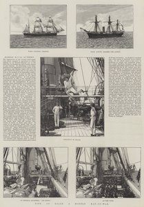 Leben an Bord eines modernen Kriegsschiffs (Gravur) von English School