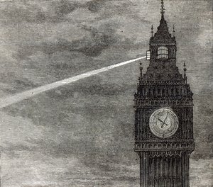 Licht auf dem Uhrturm, Houses of Parliament aus The Illustrated London News, 16. August 1873 von English School