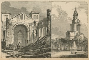 Limehouse Kirche vor und nach dem Brand