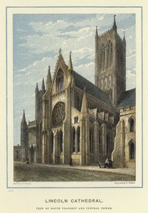 Kathedrale von Lincoln, Blick auf den Südtransept und den zentralen Turm von English School