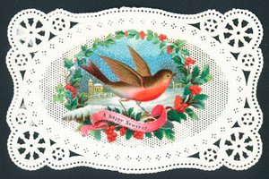 Kleines rotes Rotkehlchen, Neujahrskarte von English School