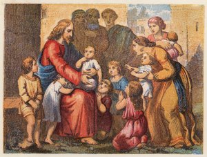Kleine Kinder zu Jesus gebracht von English School