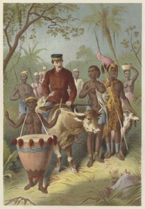 Livingstone, geschwächt vom Fieber, wird nach Shintes Town eskortiert von English School