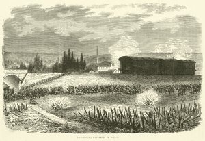 Lokomotivbatterien im Einsatz, November 1870 von English School