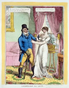 Wohnungen zu vermieten, veröffentlicht 1814 (handkolorierte Gravur)