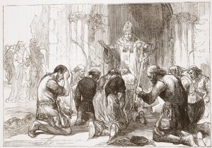 Lollarden leisten Abkehr von ihrem Glauben, Illustration aus Die Geschichte des Protestantismus von James Aitken Wylie, veröffentlicht 1878