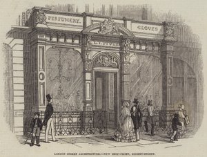 Londoner Straßenarchitektur, neue Schaufensterfront, Regent-Street (Gravur)