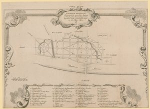London restauriert, Sir John Evelyns Plan zum Wiederaufbau der Stadt London nach dem Brand von 1666 von English School