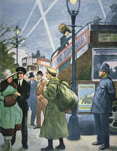 Londoner Straßenszene im Ersten Weltkrieg, Soldat im Urlaub, ca. 1914-18 von English School
