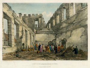 Langer Raum zum Ziegelturm, Tower von London Feuer, 1841 von English School