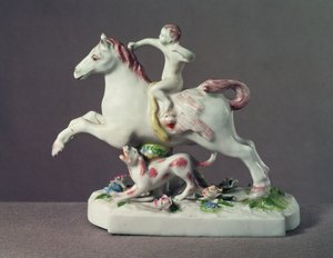 Longton Hall Figur von Amor auf einem Pferd, ca. 1755 von English School
