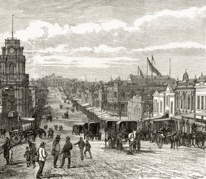 Blick nach Osten die Bourke Street hinunter, Melbourne, ca. 1880, aus 