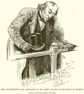 Letzter Auftritt von Lord Beaconsfield in der Peers Gallery des House of Commons