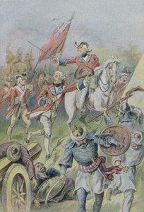 Lord Clive befehligt die Briten in der Schlacht von Plassey, Indien, 1757 von English School