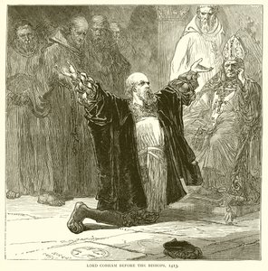 Lord Cobham vor den Bischöfen, 1413 von English School