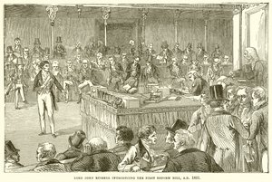 Lord John Russell stellt das erste Reformgesetz vor, 1831 von English School