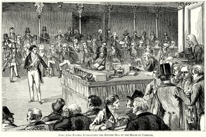 Lord John Russell stellt das Reformgesetz im Unterhaus vor von English School