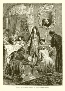 Ludwig XIV. besucht Jakob II. auf seinem Sterbebett von English School