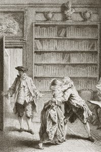 Liebende beim Küssen vom Ehemann der Frau erwischt von English School