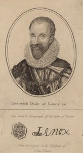 Ludovick Herzog von Lenox; Porträt und Autogramm von English School