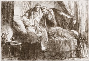 Luther auf seinem Sterbebett, Illustration aus The History of Protestantism von James Aitken Wylie, veröffentlicht 1878