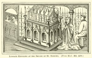 Lydgate kniet am Schrein von St. Edmund von English School