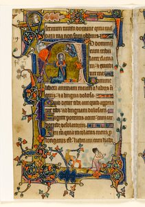 MS 1-2005, fol. 182v: David betet, historiierte Initiale aus dem Macclesfield Psalter, Use of Sarum, Ostanglien, um 1330 von English School
