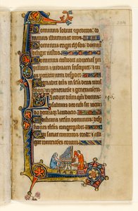 MS 1-2005, fol. 204r: Orgelspiel, Randdekoration aus dem Macclesfield Psalter, Use of Sarum, Ostanglien, um 1330 von English School