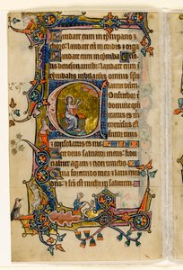 MS 1-2005, fol. 207v: Jesaja betet, historiierte Initiale aus dem Macclesfield Psalter, Use of Sarum, Ostanglien, um 1330 von English School
