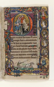 MS 1-2005, fol. 77r: David und der Narr, historiierte Initiale aus dem Macclesfield Psalter, Use of Sarum, Ostanglien, um 1330 von English School