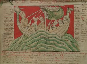 Die Visionen, die König Heinrich I. in der Normandie im Jahr 1130 träumte, aus der Worcester-Chronik (Detail)