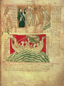 MS CCC 157 p.383 Die Träume, die König Heinrich I. in der Normandie im Jahr 1130 träumte, aus der Worcester-Chronik, ca. 1130-40 (Pergament) eingefügt ca. 1140 von John of Worcester in die Chronik, die von Florence of Worcester (gest. 1118) begonnen wurde;