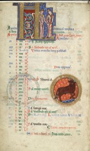 MS Hunter 229 f.2v April, aus dem Hunterian Psalter, ca. 1170 von English School