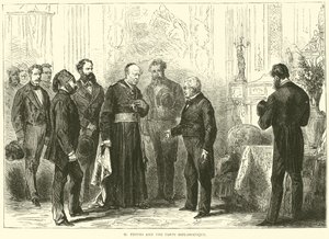 M. Thiers und das Diplomatische Korps, März 1871 von English School